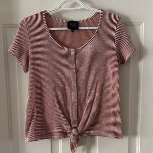 W5 Red and White Striped Button-Down Shirt